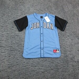 Jordan Shirt Boys Large 12-13Y University Blue 23 Snap Button Jersey NWT